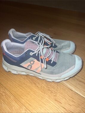 On Running Women's Trail Running Shoe - Gray, Pink & Coral Accents